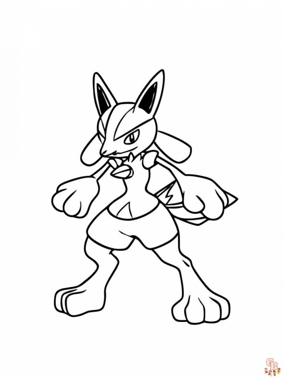 Pokãmon coloring pages focus on lucario