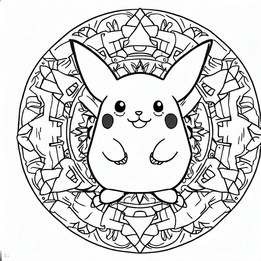 Little pikachu mandala coloring page