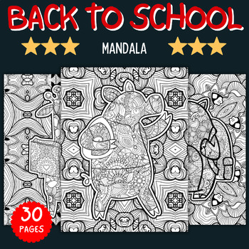 Animals at school mandala coloring pages