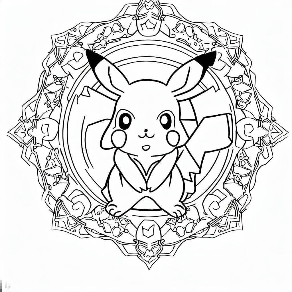 Pikachu mandala coloring pages