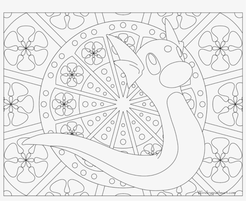 Adult pokemon coloring page dratini