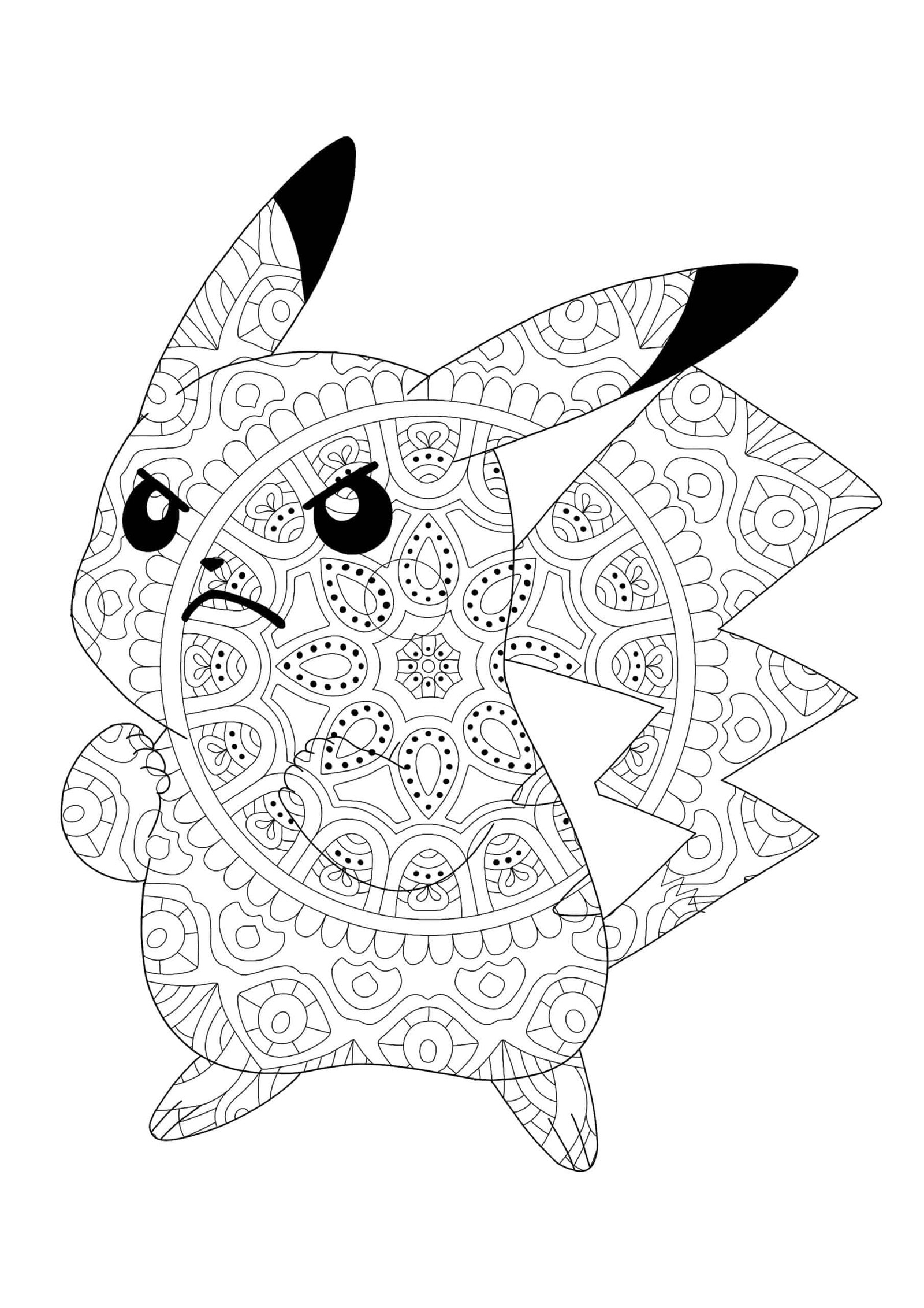 Angry pikachu mandala coloring pages