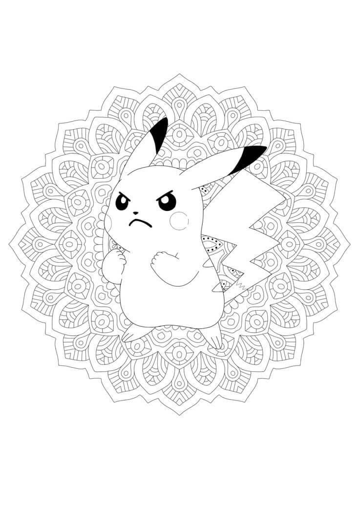 Pikachu mandala coloring pages