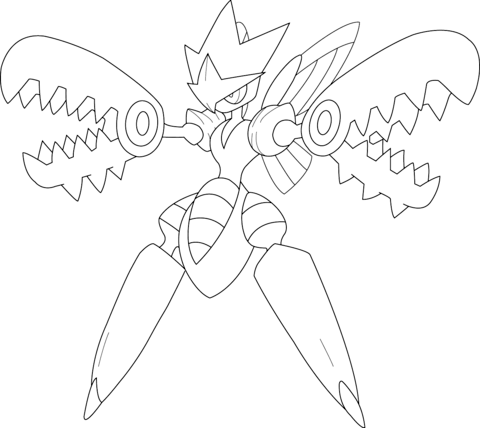 Mega scizor pokemon coloring page free printable coloring pages