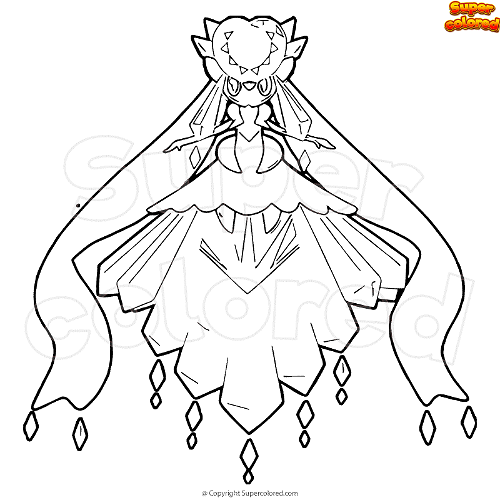 Coloring page pokemon mega diancie