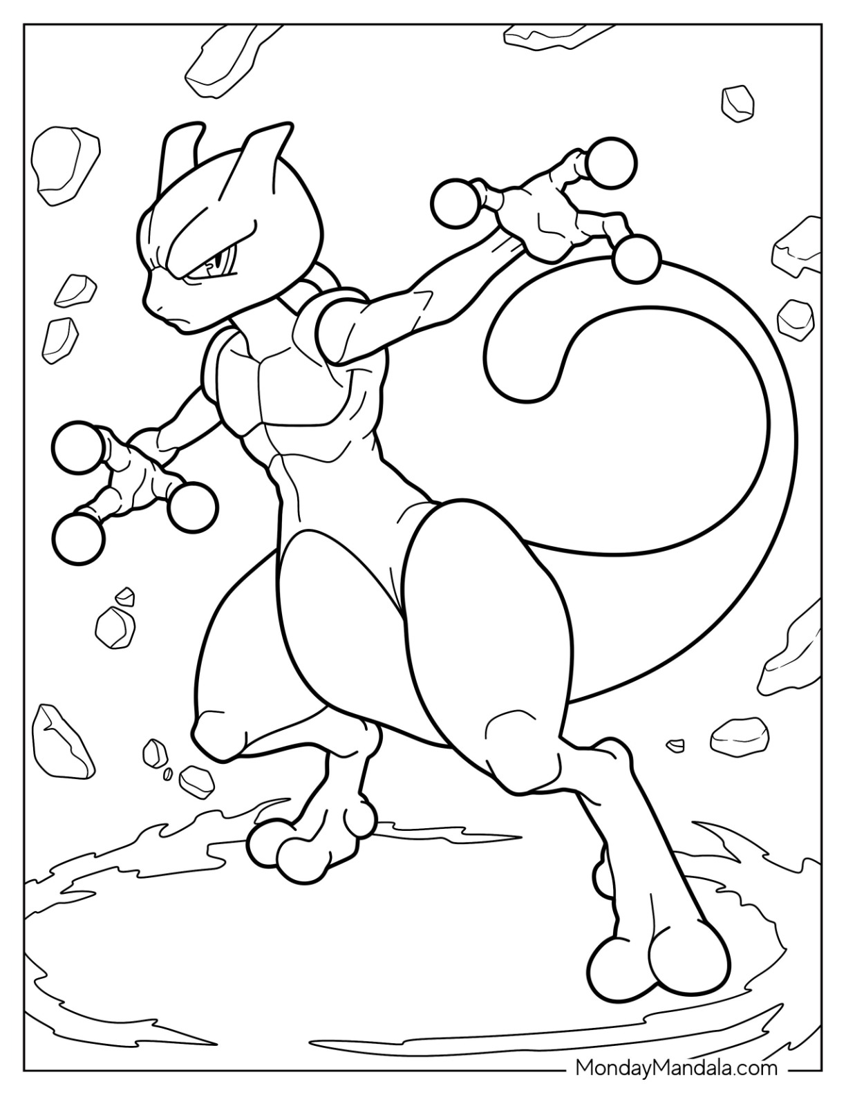 Mewtwo coloring pages free pdf printables