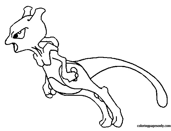 Pokemon mewtwo and mew coloring page