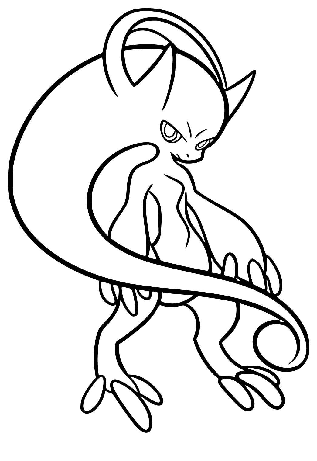 Free printable mewtwo easy coloring page for adults and kids