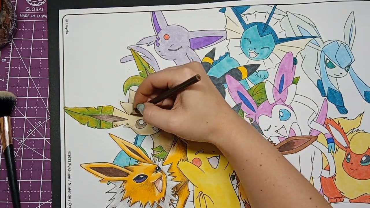 Coloring a crayola giant pokeon page