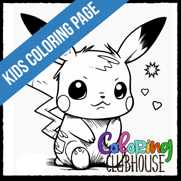 Baby pikachu love u coloring page pdf coloring clubhouse