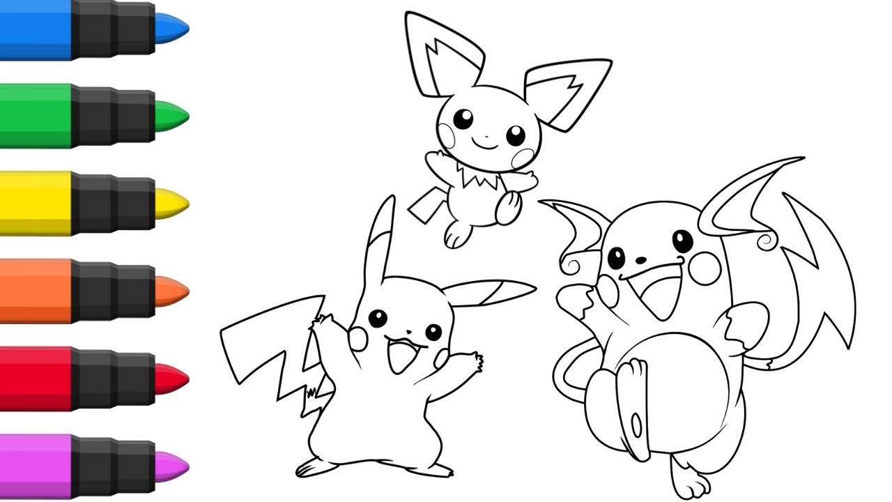 Pokãon pichu pikachu raichu evolution coloring pages i fun and relaxing pokeon coloring pages