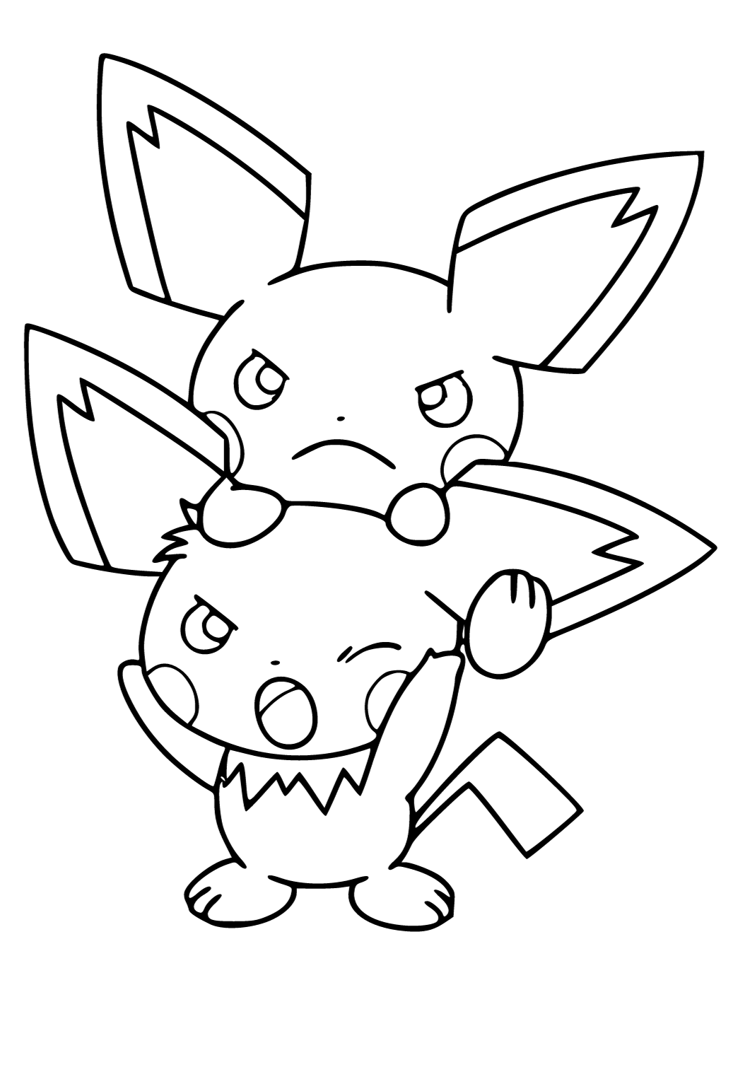 Free printable pichu fight coloring page for adults and kids