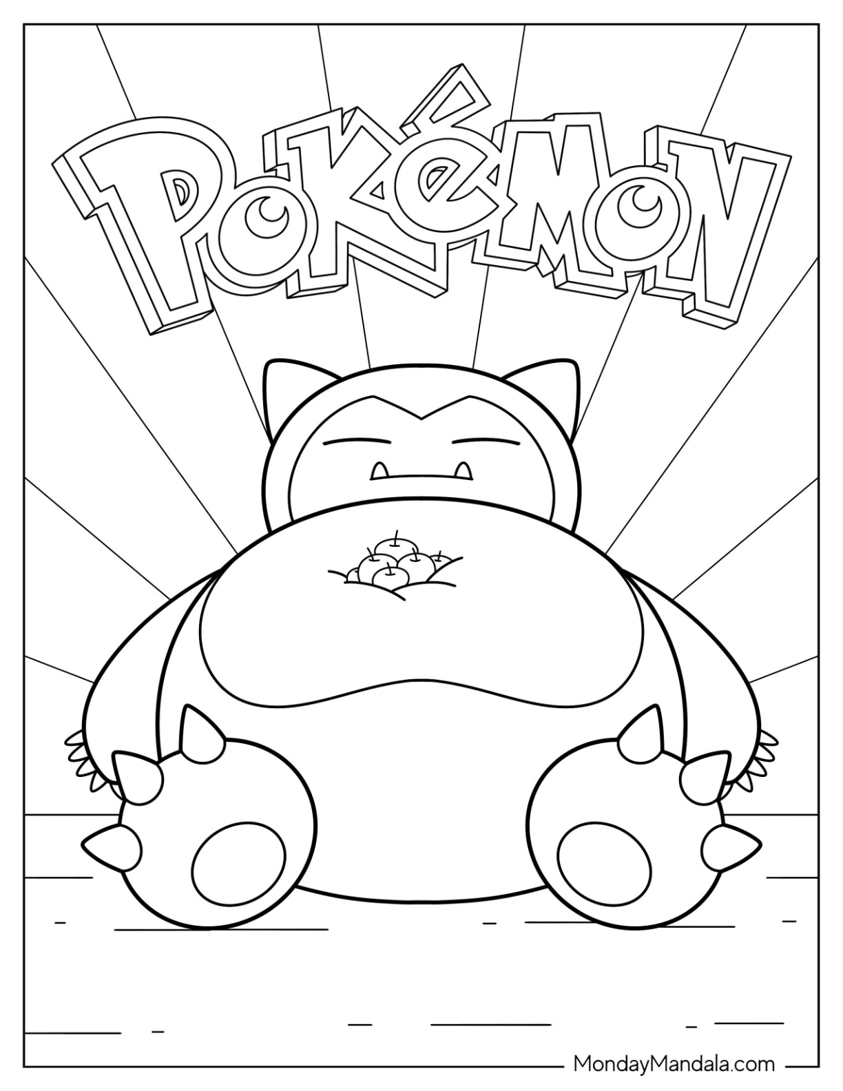 Snorlax coloring pages free pdf printables