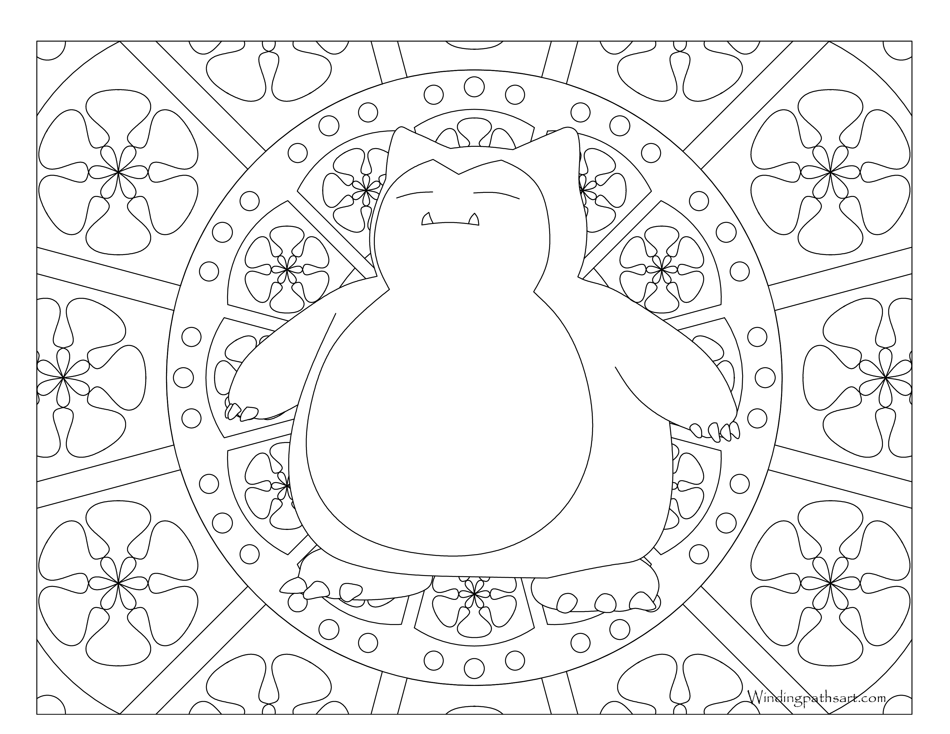 Snorlax pokemon coloring page