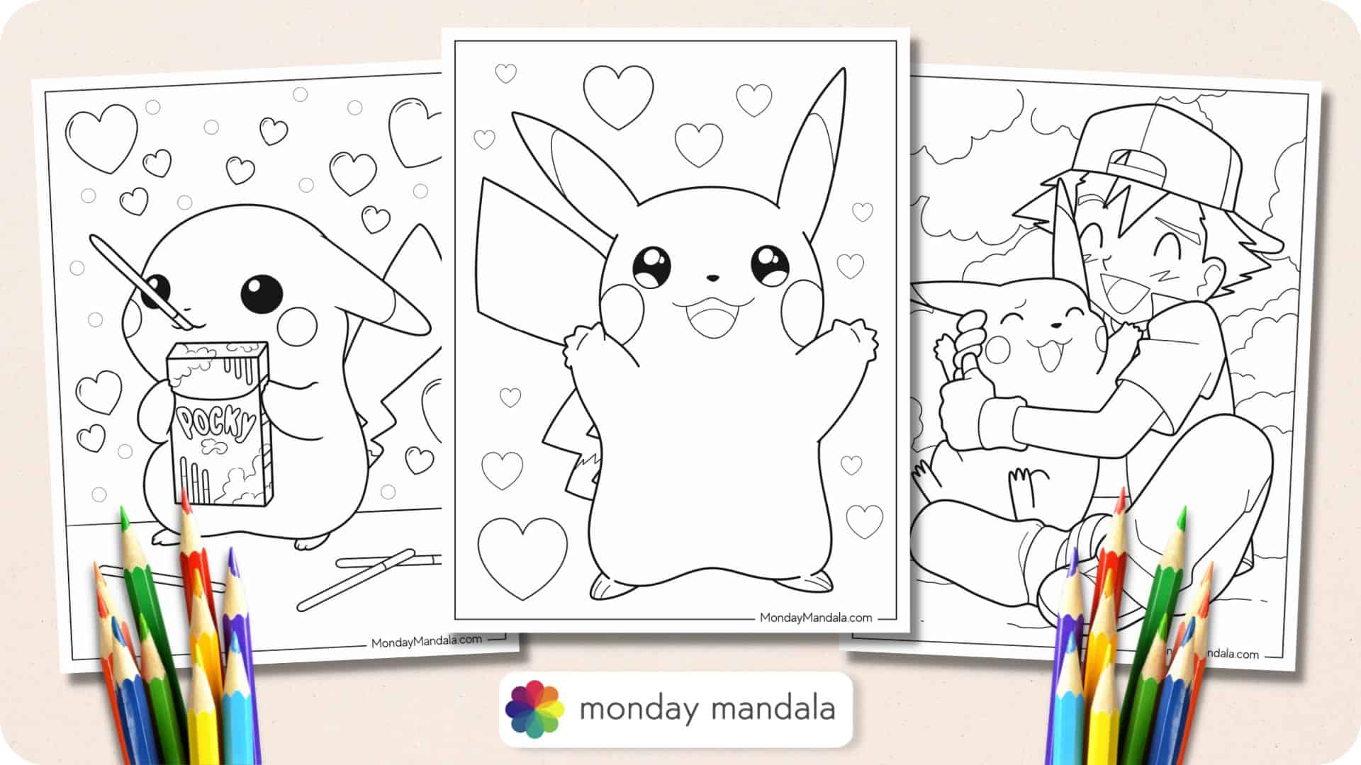 Pikachu coloring pages free pdf printables