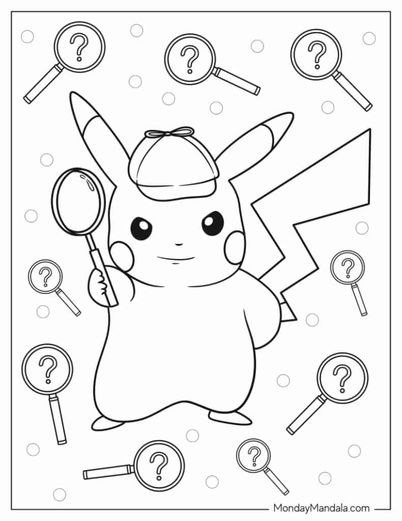 Pikachu coloring pages free pdf printables