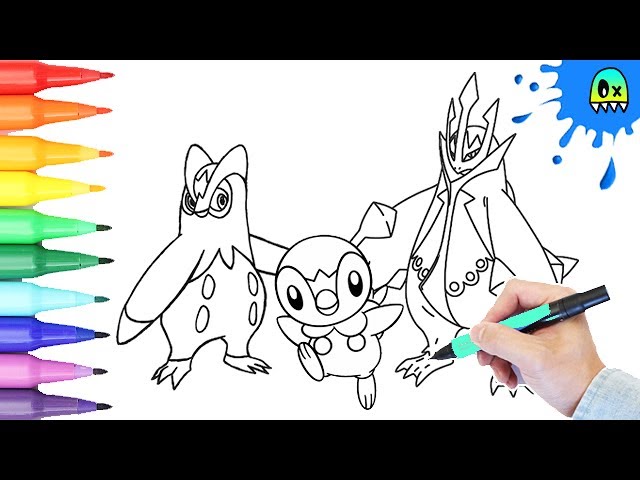 Pokemon coloring piplup evolution i fun coloring videos for kids