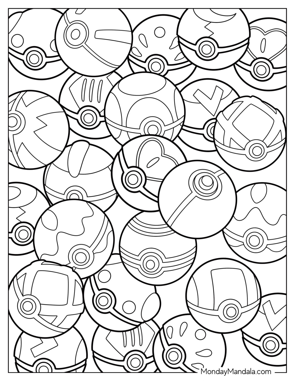 Pokãball coloring pages free pdf printables