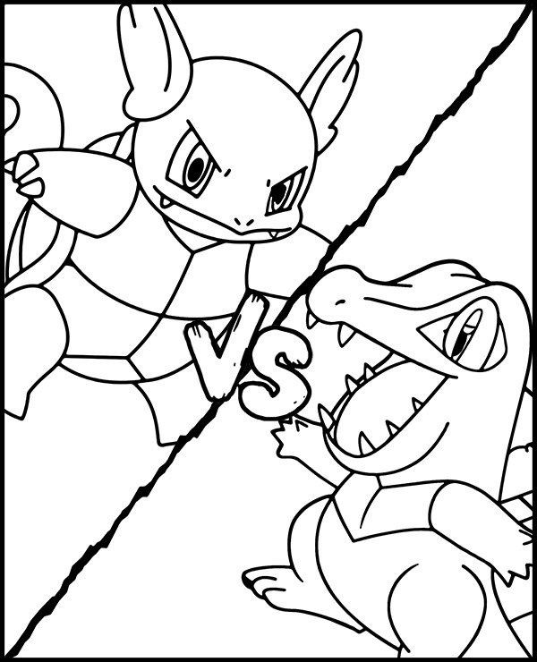 Printable coloring sheet pokemon battle