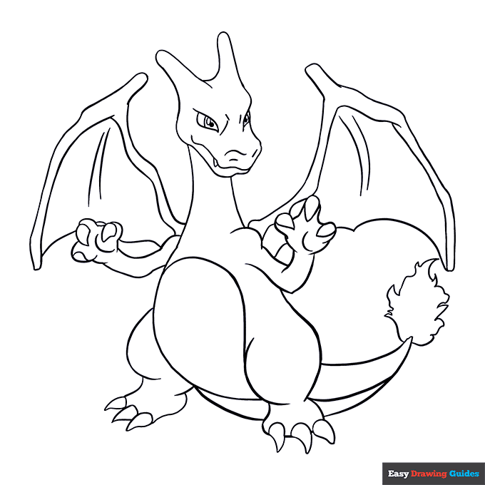 Charizard coloring page easy drawing guides