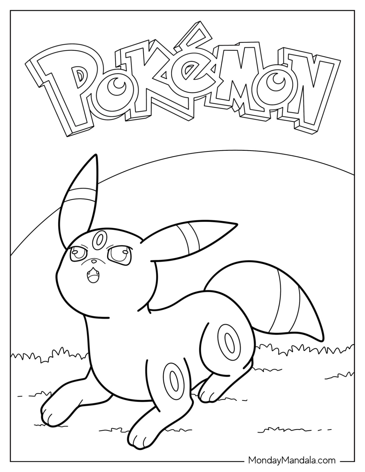 Umbreon coloring pages free pdf printables