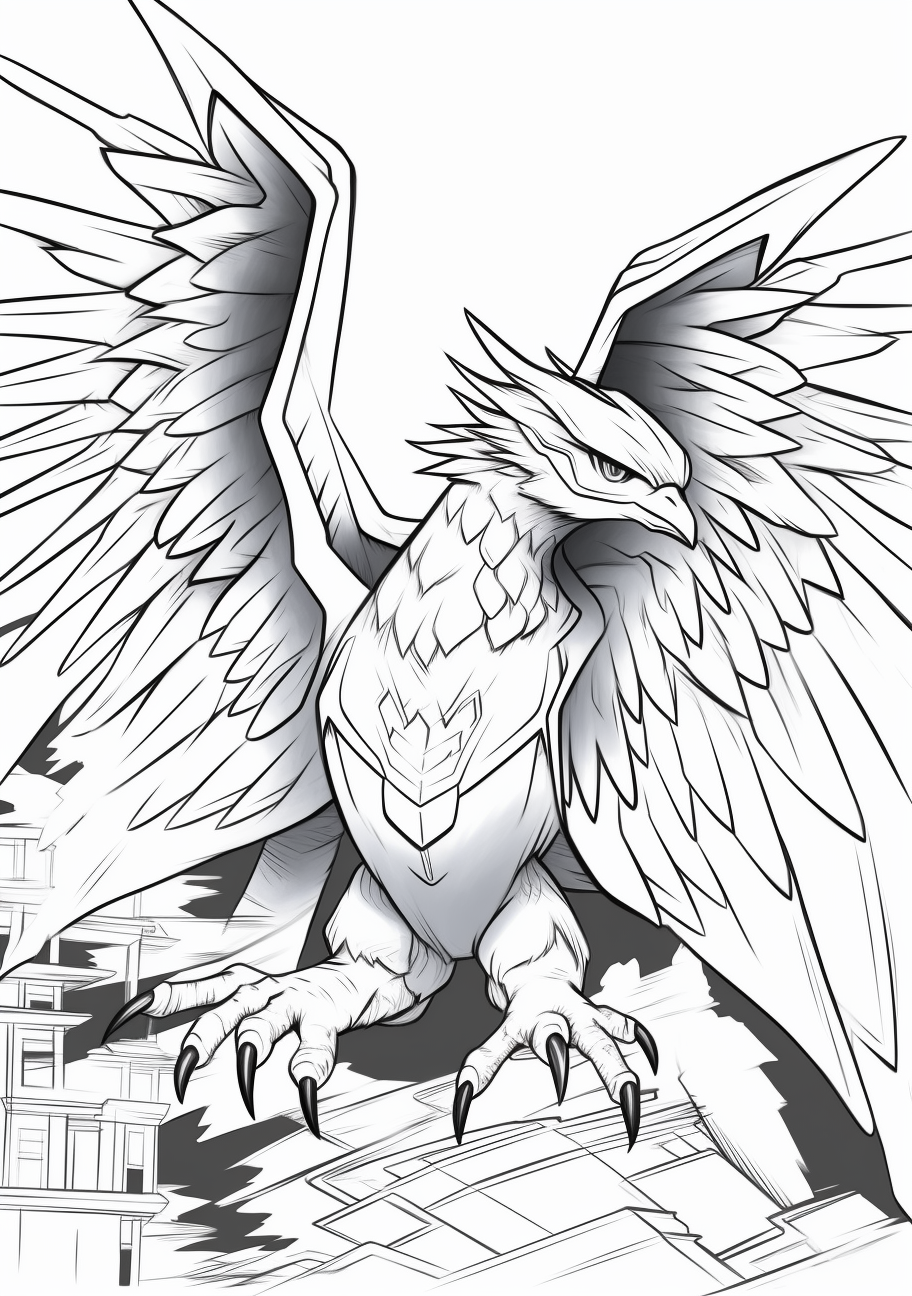 Articuno in flight pokemon coloring