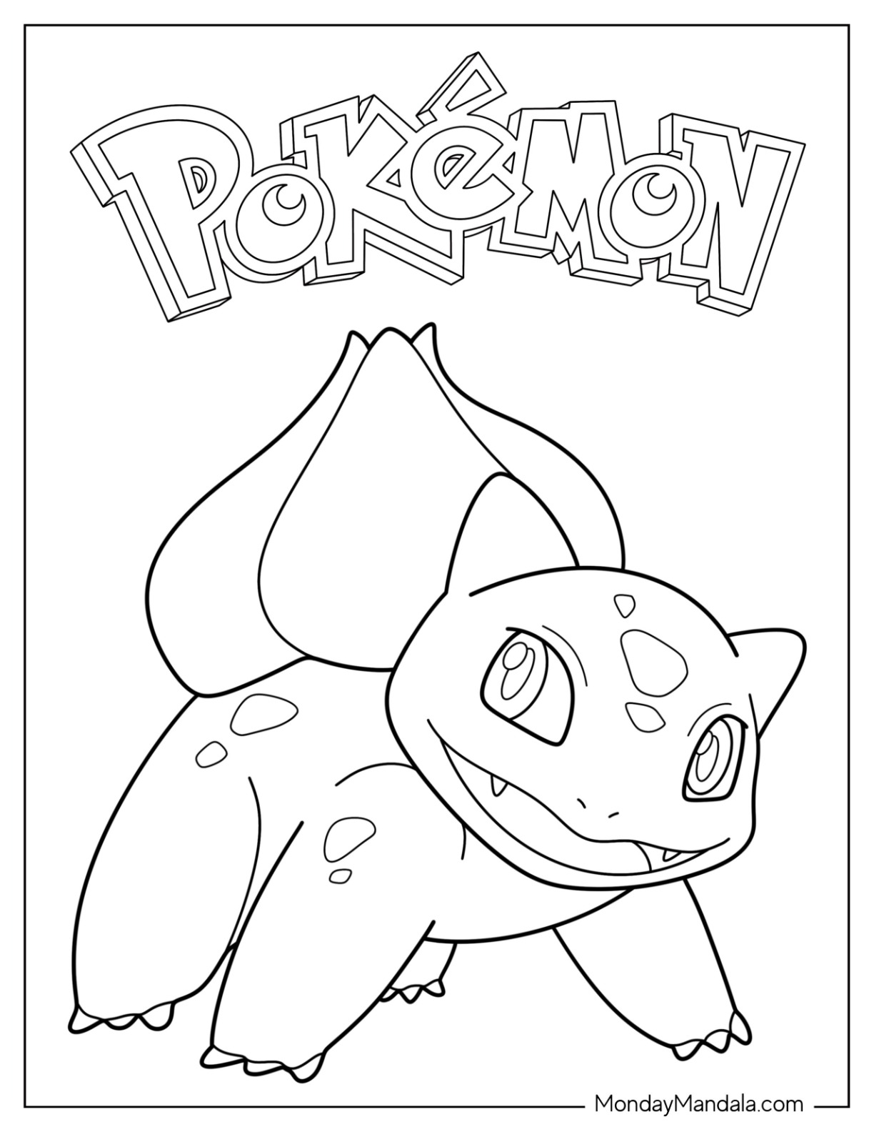 Bulbasaur coloring pages free pdf printables