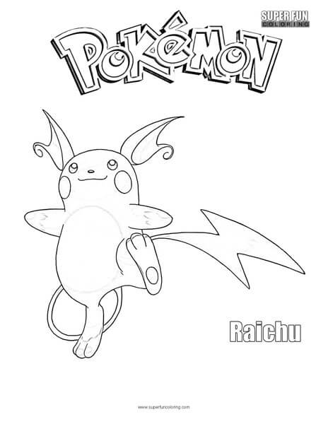 Raichu pokemon coloring page