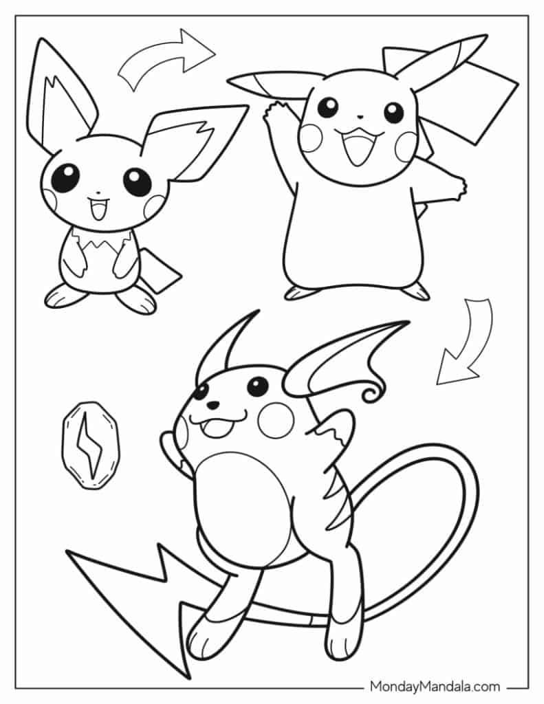 Pikachu coloring pages free pdf printables