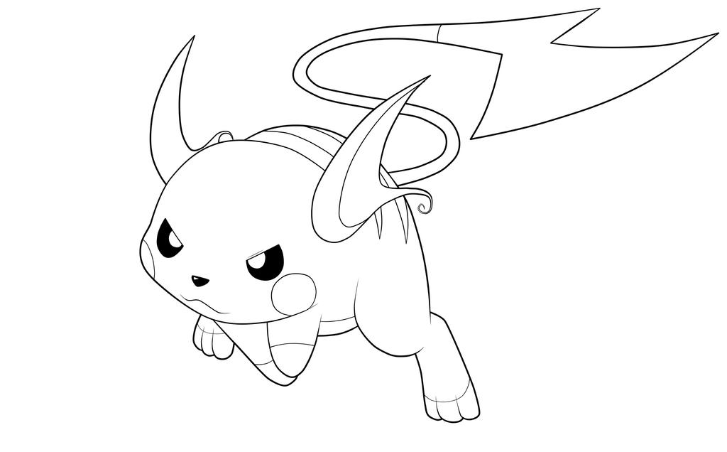 Raichu lineart by moxied on