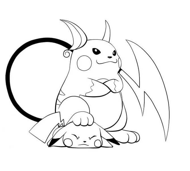 Raichu and pikachu coloring page