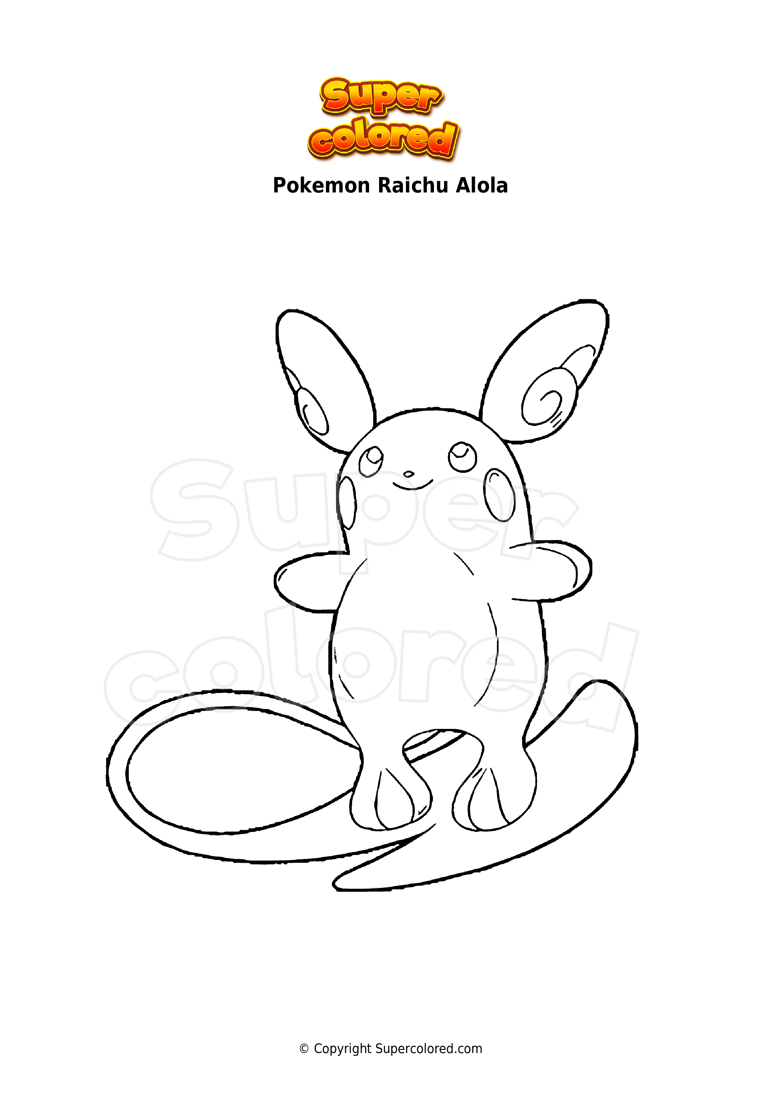 Coloring page pokemon raichu alola