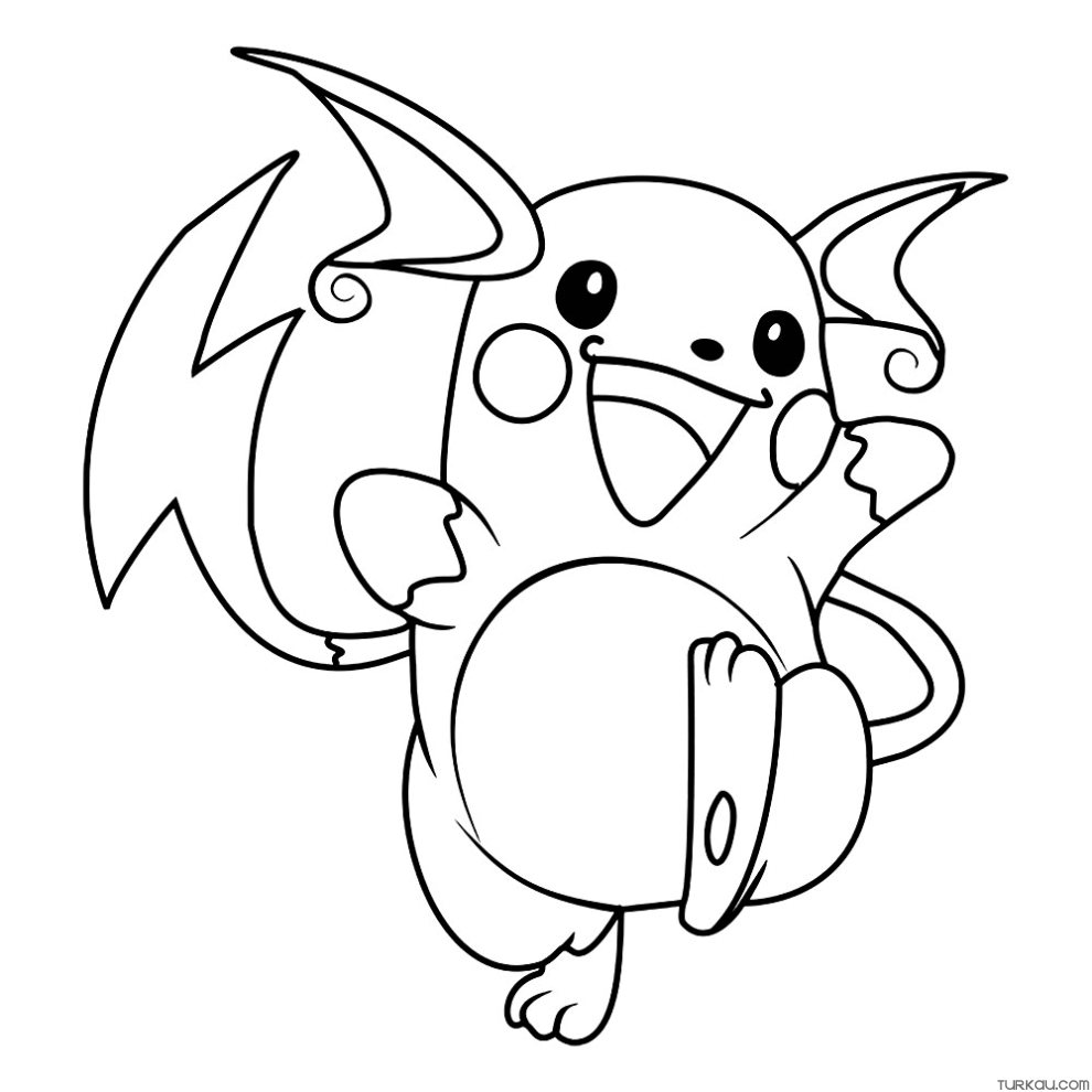 Pokemon happy raichu coloring page