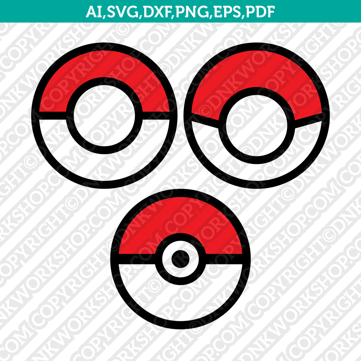 Pokemon pokeball monogram frame svg cut file cricut clipart dxf png â