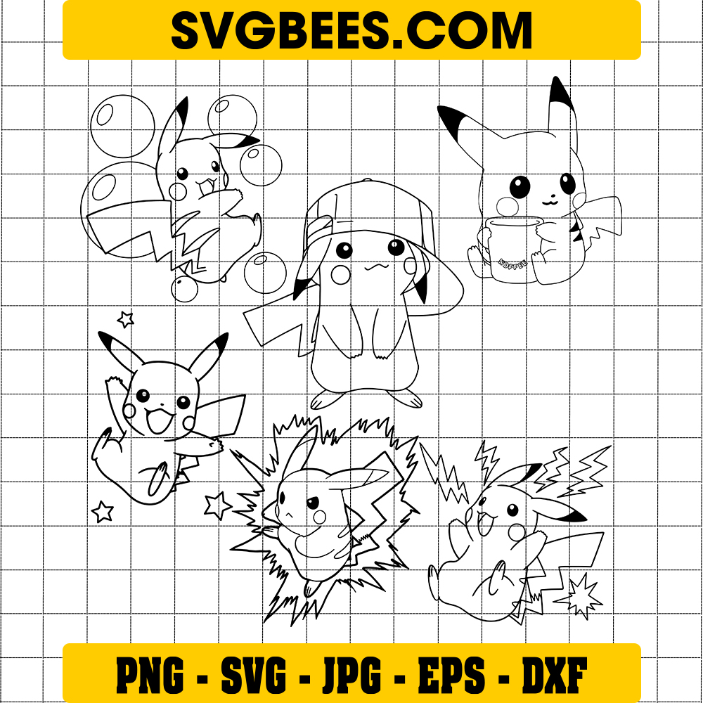 Pikachu silhouette svg by svgbees svg files for cricut