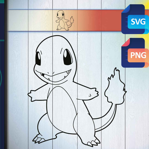 Charmander silhouette svg free coloring page