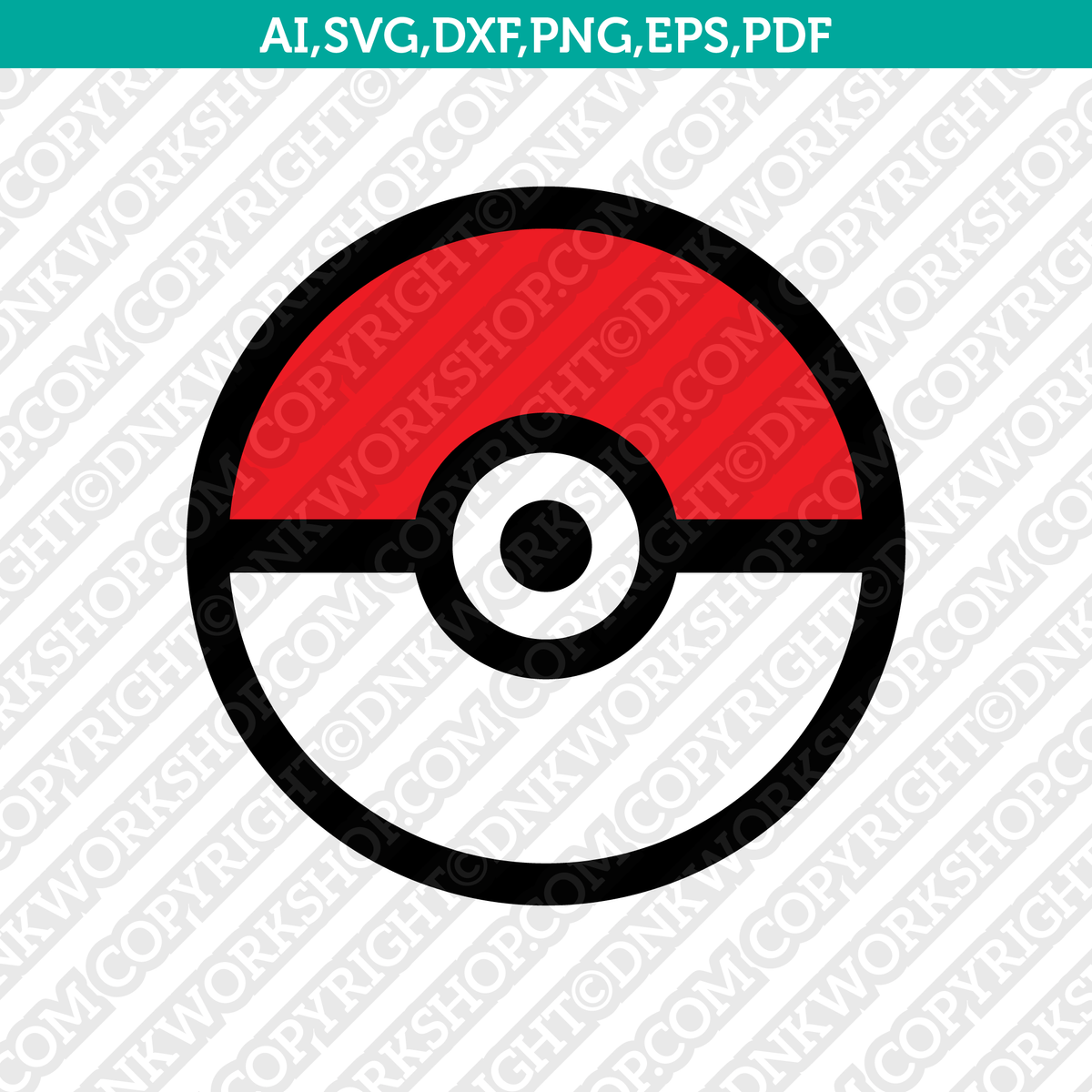 Pokemon pokeball monogram frame svg cut file cricut clipart dxf png â