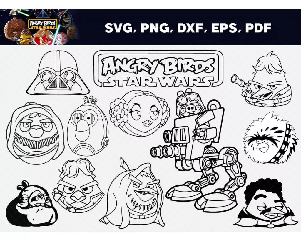 Angry birds star wars png svg files for cricut silhouette clipart cut files