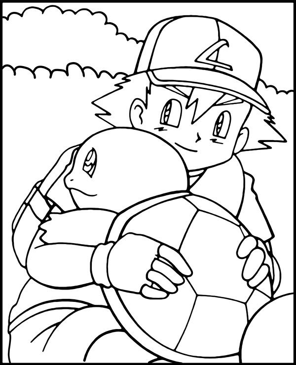 Ash squirtle coloring page pokemon