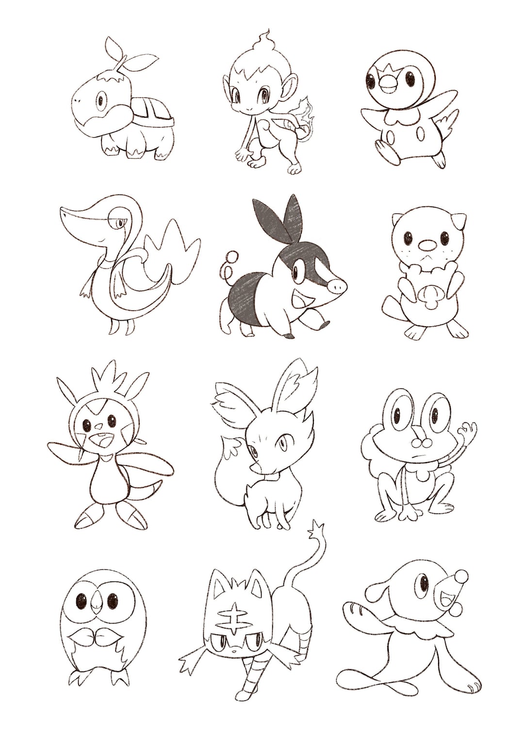 Pokemon starter colouring in page downloadable download now