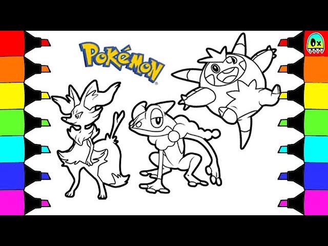 Pokemon coloring pages kalos starters evolution colouring book fun for kids