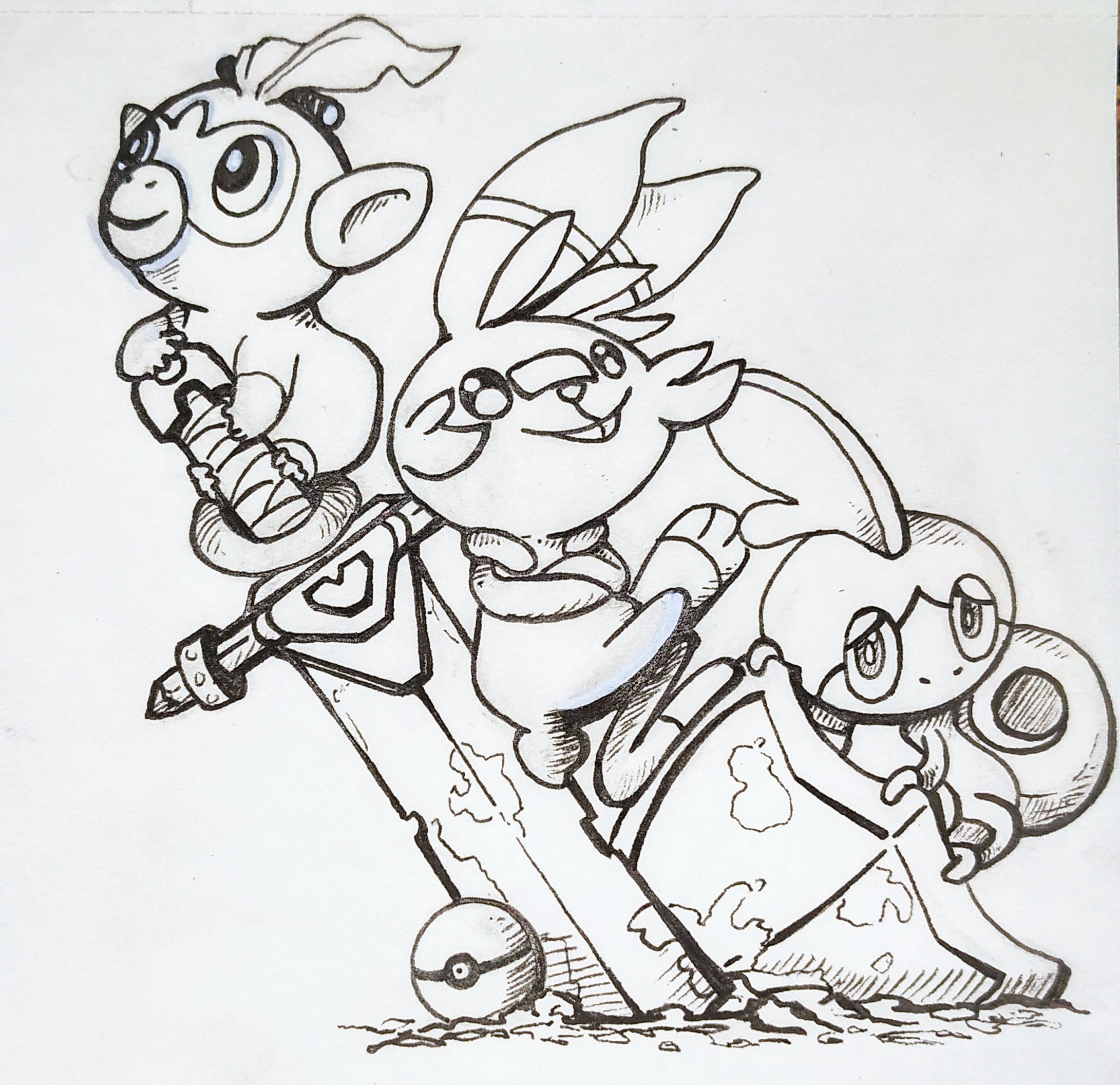 Pitchart on x conoceartistas theartisthelp pokemonswordns clean up in ink hoping to be able to make it digital in the future i am team grookey btw pokemonswordshield pokemonswordandshield starterpokemon traditionalart apoyaalartista