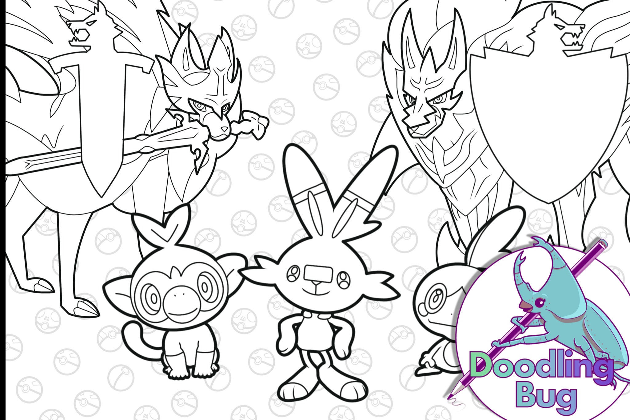 Pokemon sword shield colouring page