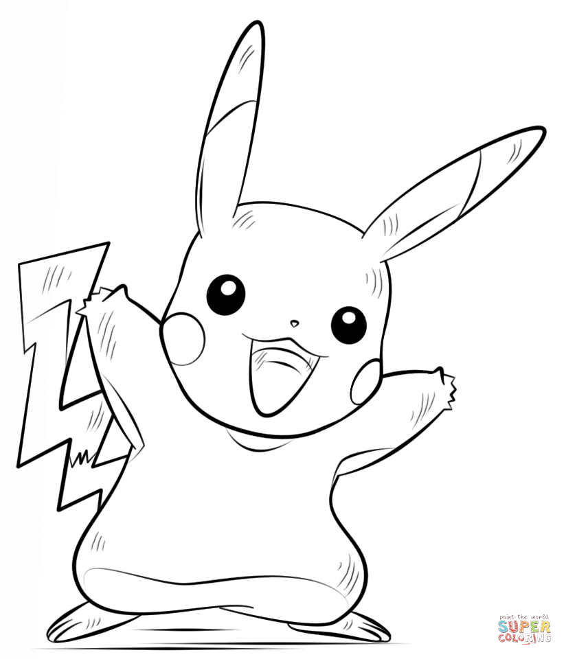 Pikachu pokemon coloring page free printable coloring pages