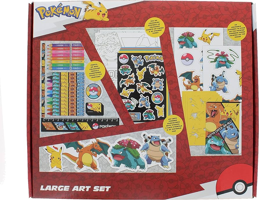 Pokemon large art set louring set boys gifts girls gifts pokemon stationary set school supplies pokemon art set gifts for boys and girls pencil set toys games