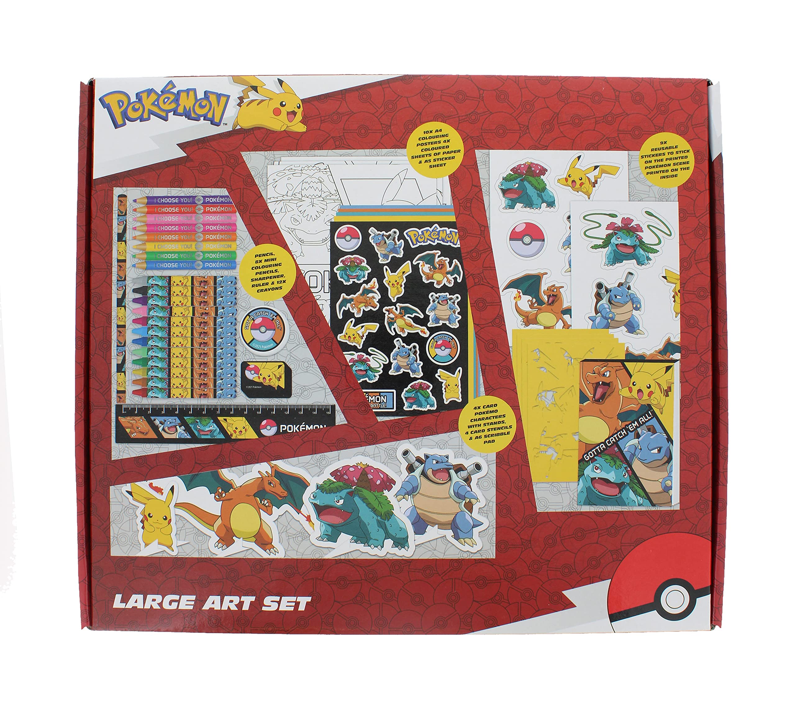 Pokemon large art set louring set boys gifts girls gifts pokemon stationary set school supplies pokemon art set gifts for boys and girls pencil set toys games