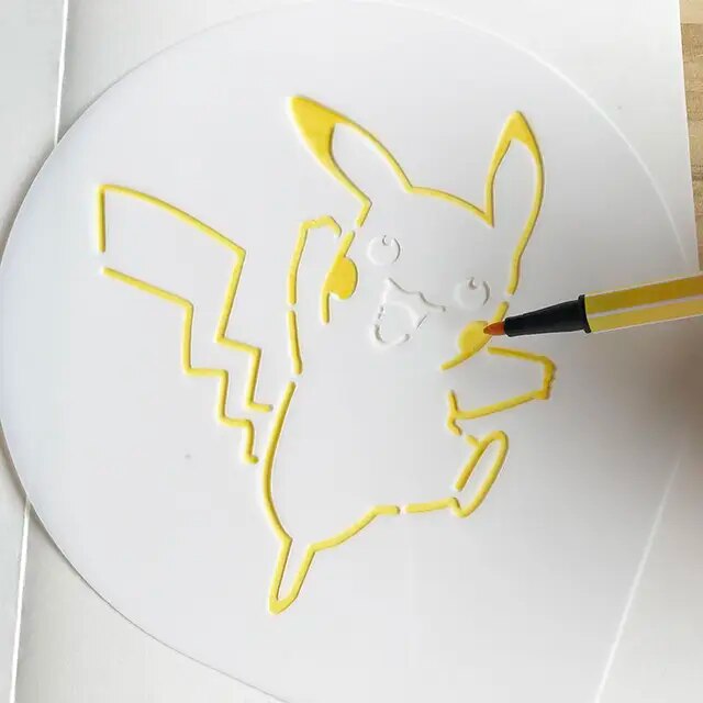 Pokemon pikachu drawing stencils anime cartoon reusable drawing board toy diy childrens drawing templates kids toys accessories