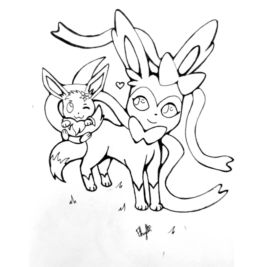 Phyllis artpage on x â ð sylveon and eevee ð â enjoy âï pokemon sylveon eevee pokemon pokemongo pokemonjourneys sweet cute art traditionalart artist fineliner pencil httpstcoenbdjrnt x