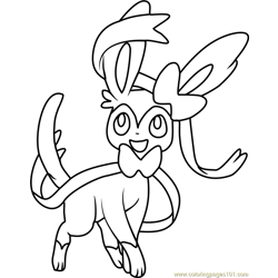 Sylveon pokemon coloring page for kids