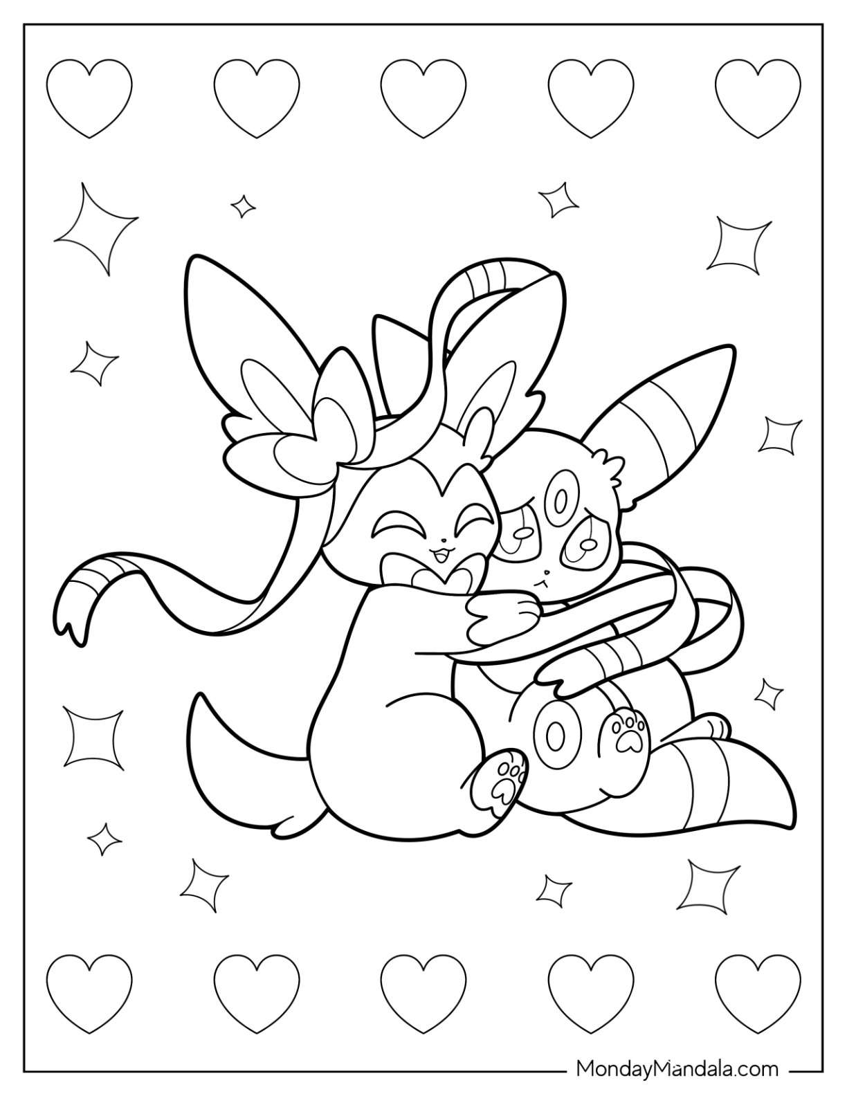 Umbreon coloring pages free pdf printables